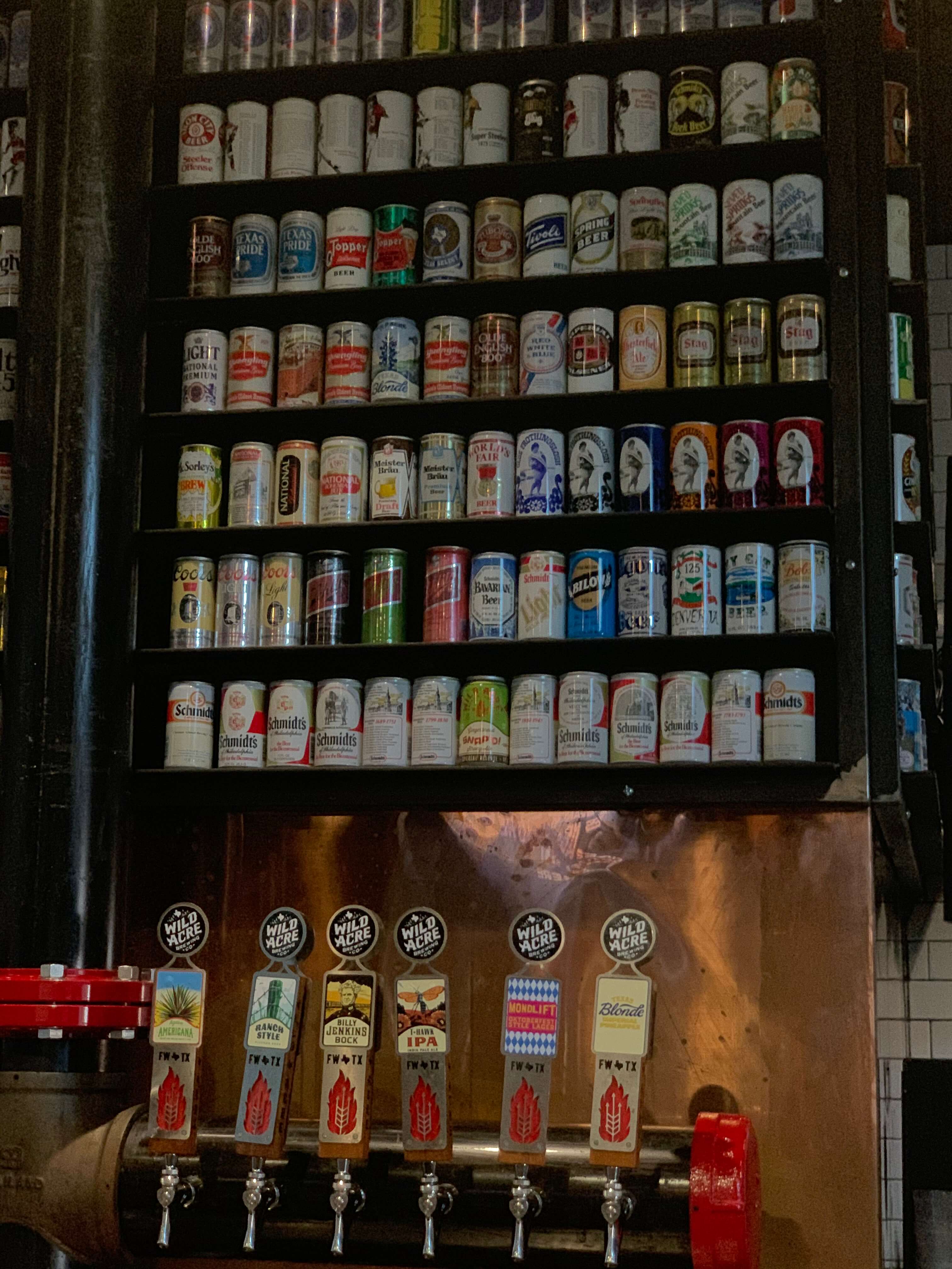 Beer selections at Wild Acre Camp Bowie in Fort Worth, Texas